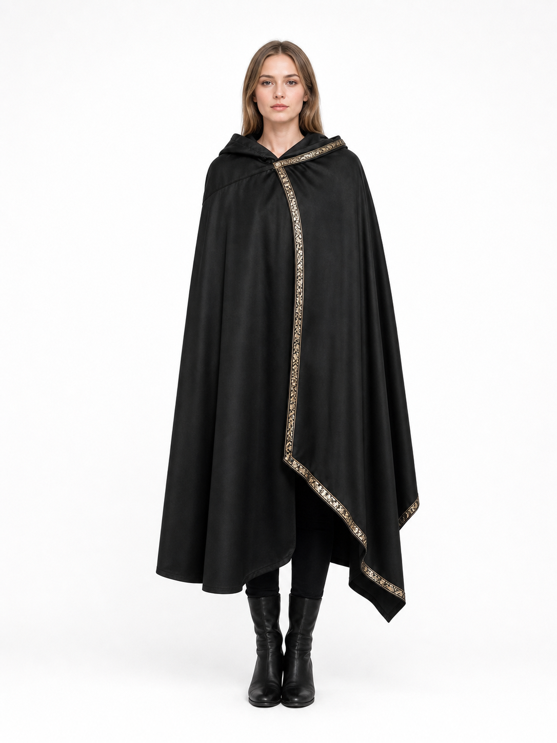 Black Medieval Hooded Carnival Cape