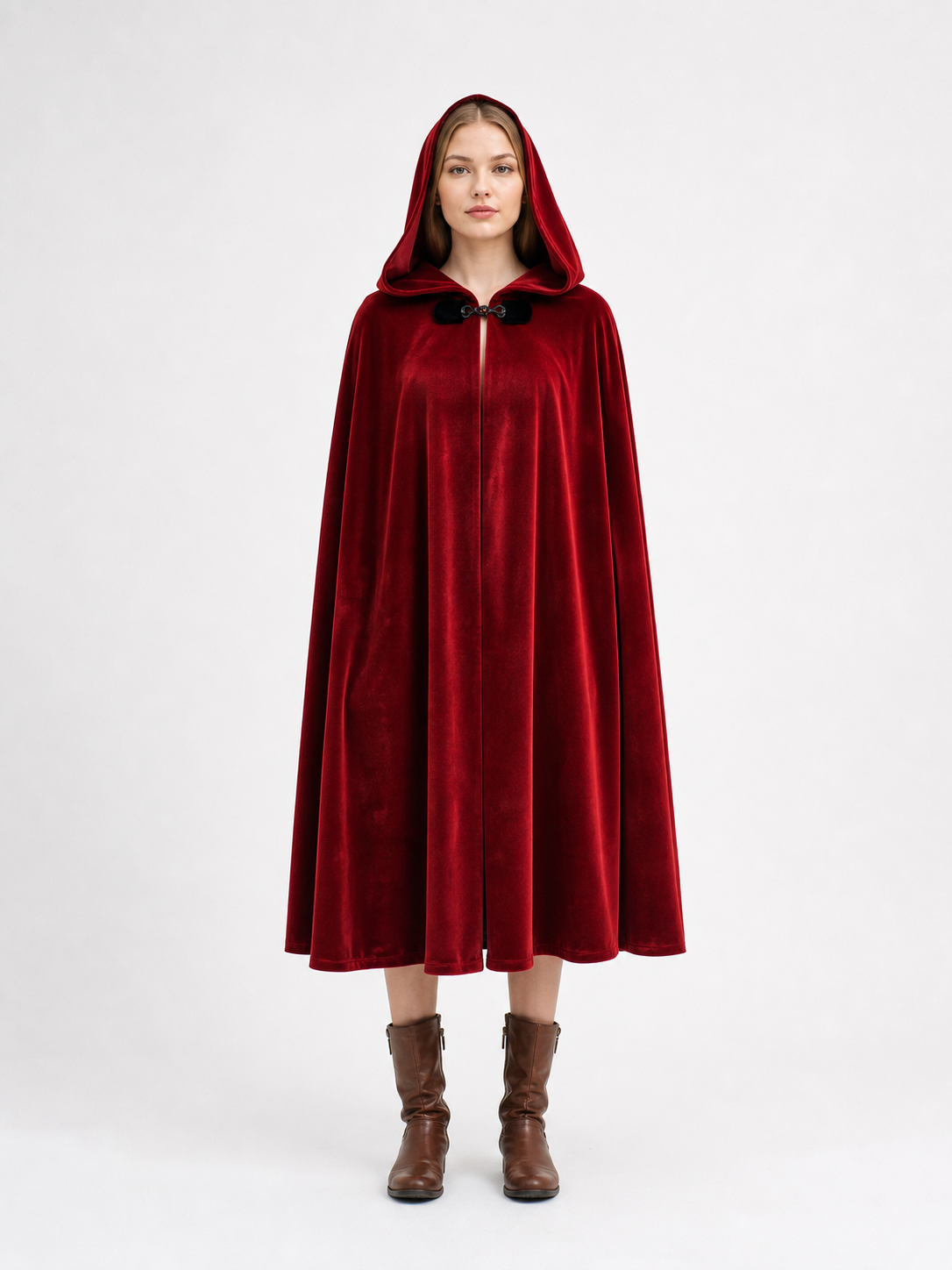 Burgundy Medieval Hooded Costume Cloak