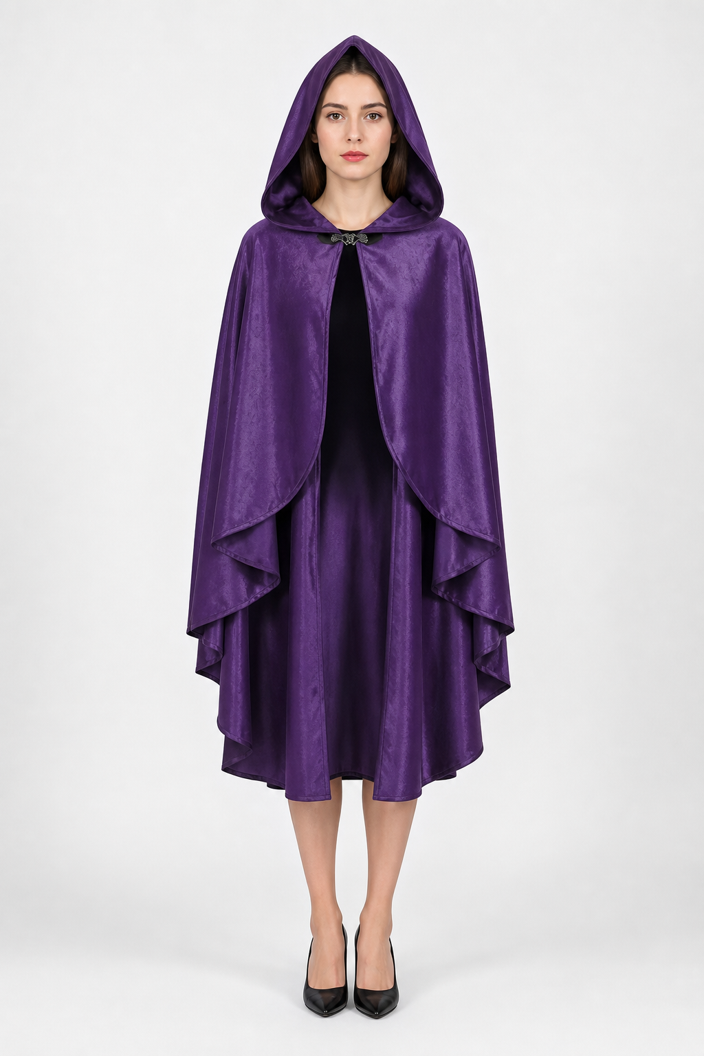Purple Hooded Medieval Costume Cloak