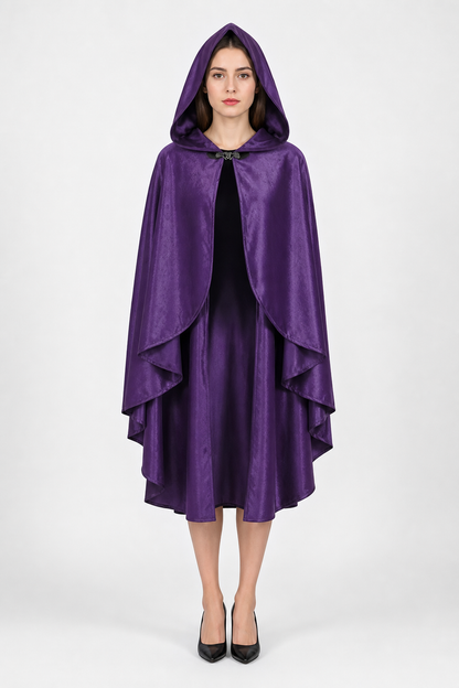 Purple Hooded Medieval Costume Cloak