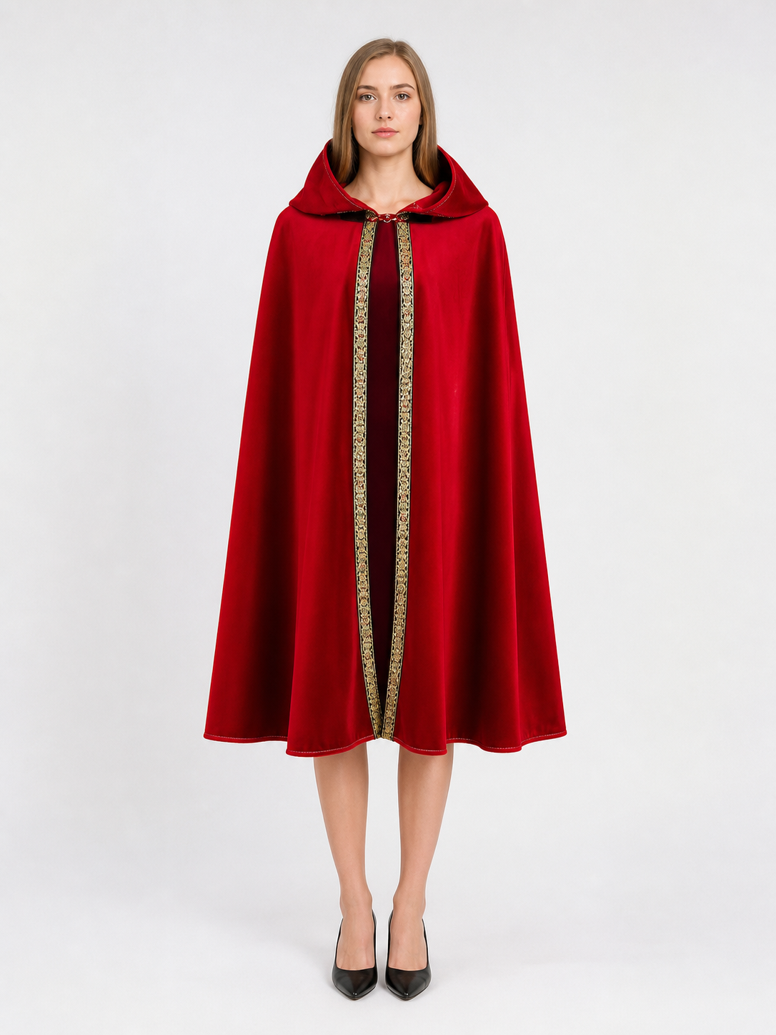 Red Hooded Carnival Cloak for Cosplay