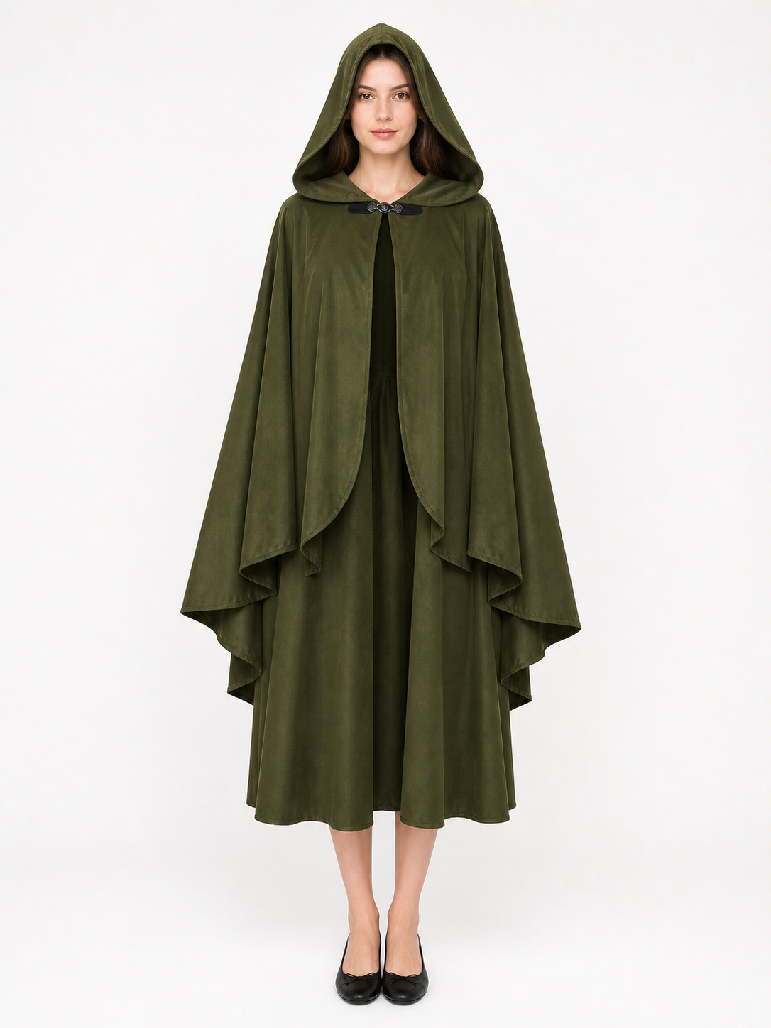 Green Costume Cloak with a Large Hood