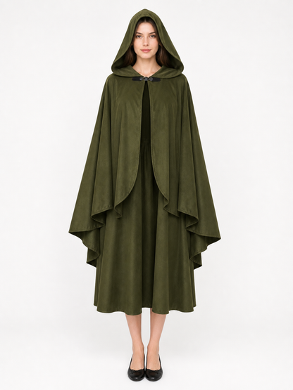 Green Costume Cloak with a Large Hood