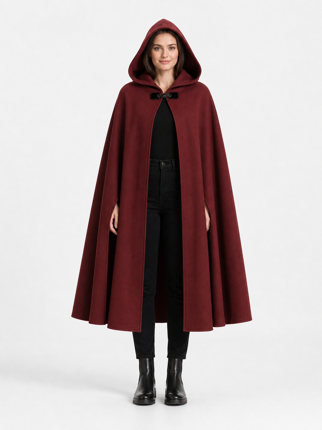 Burgundy Hooded Carnival Cloak for Cosplay