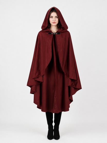 Burgundy Hooded Costume Cloak for Cosplay
