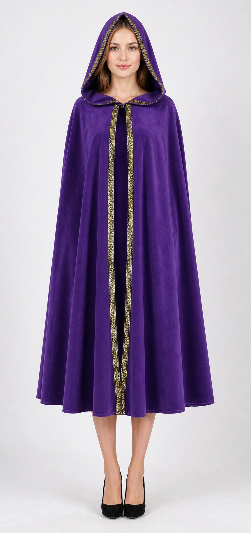 Purple Hooded Velvet Costume Cape product view 28