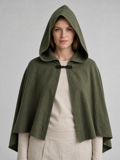 Long Green Hooded Carnival Cloak
