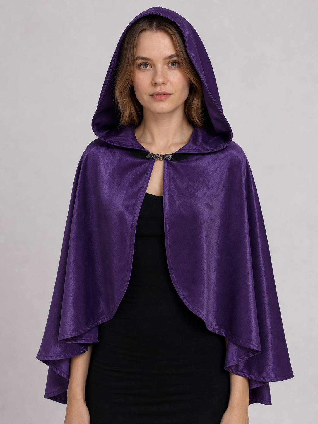 Purple Hooded Medieval Costume Cloak
