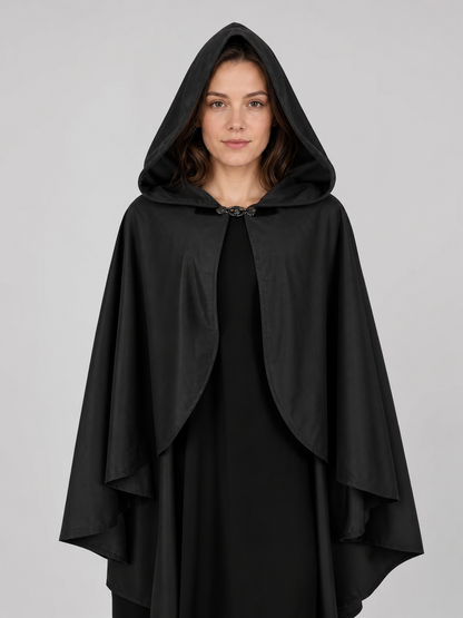 Black Hooded Carnival Cape, Flowing