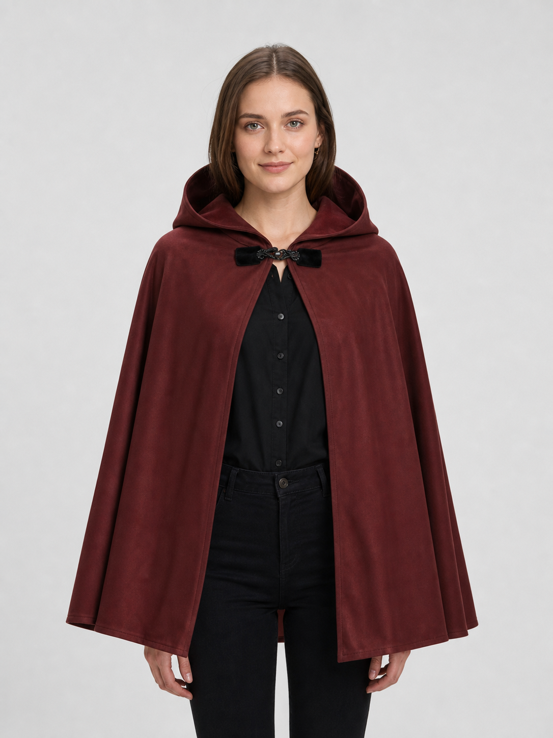 Burgundy Hooded Carnival Cloak for Cosplay
