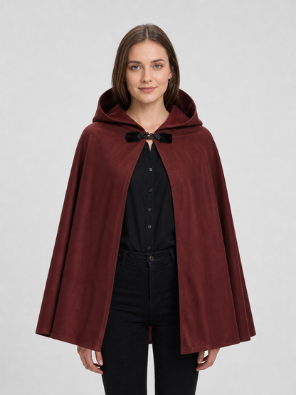Burgundy Hooded Carnival Cloak for Cosplay