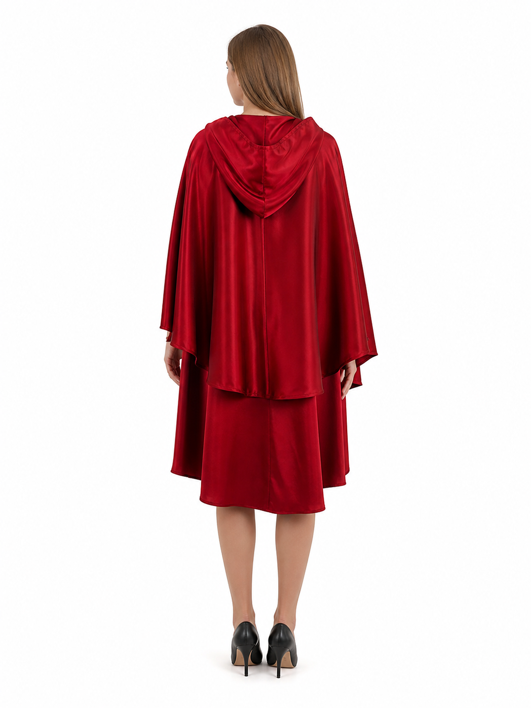 Red medieval carnival cloak with hood
