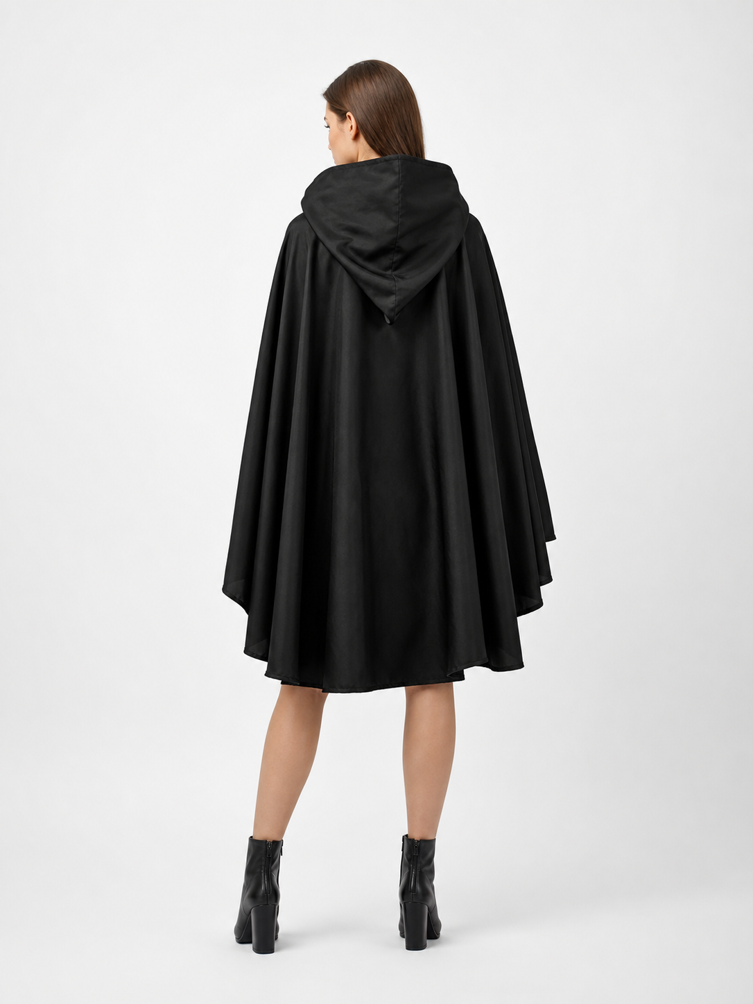 Black Hooded Carnival Cape, Flowing