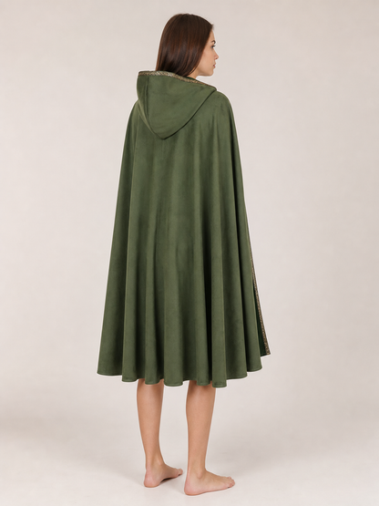 Green Carnival Cloak with Hood and Trim