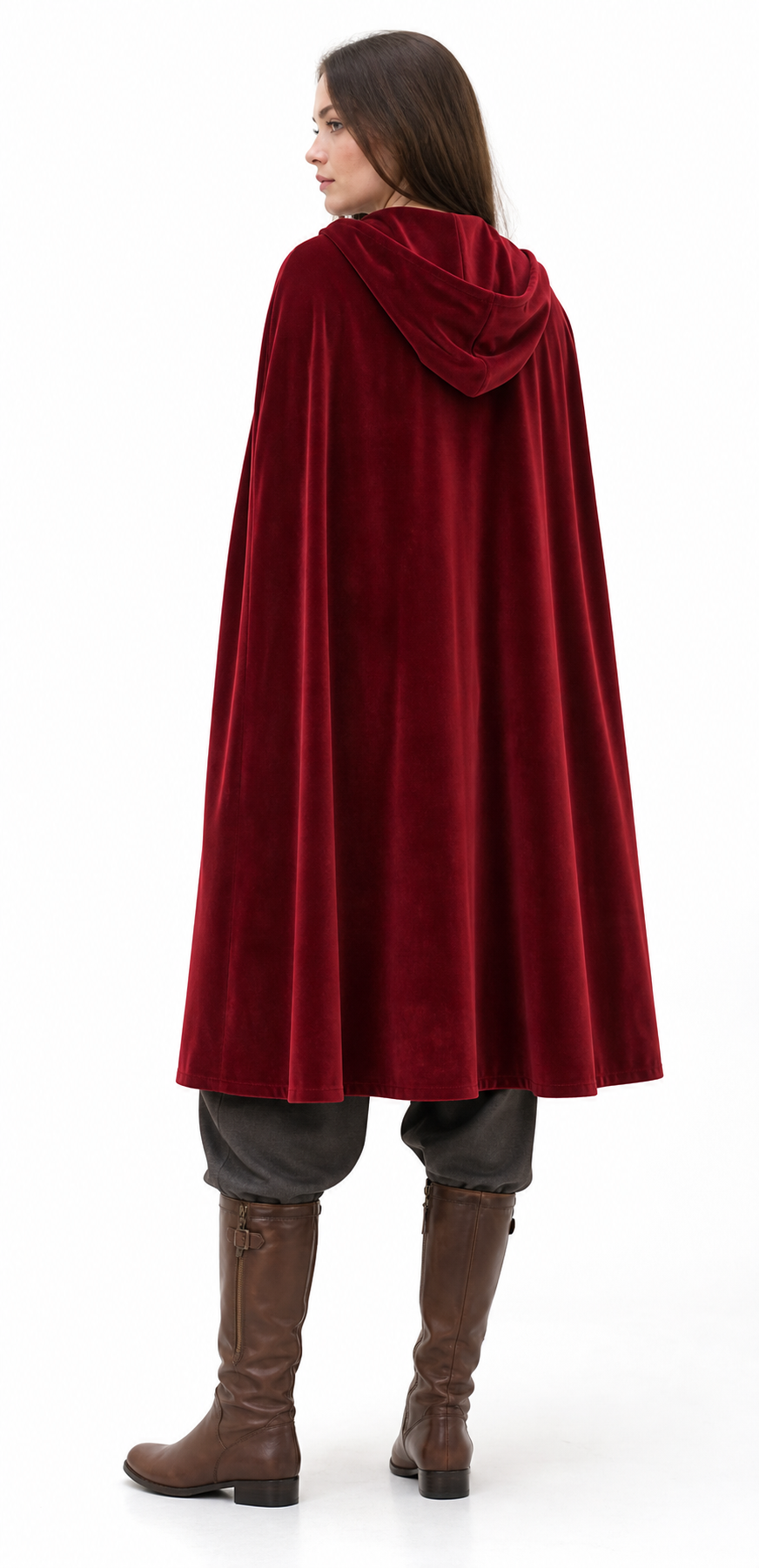 Burgundy Medieval Hooded Costume Cloak