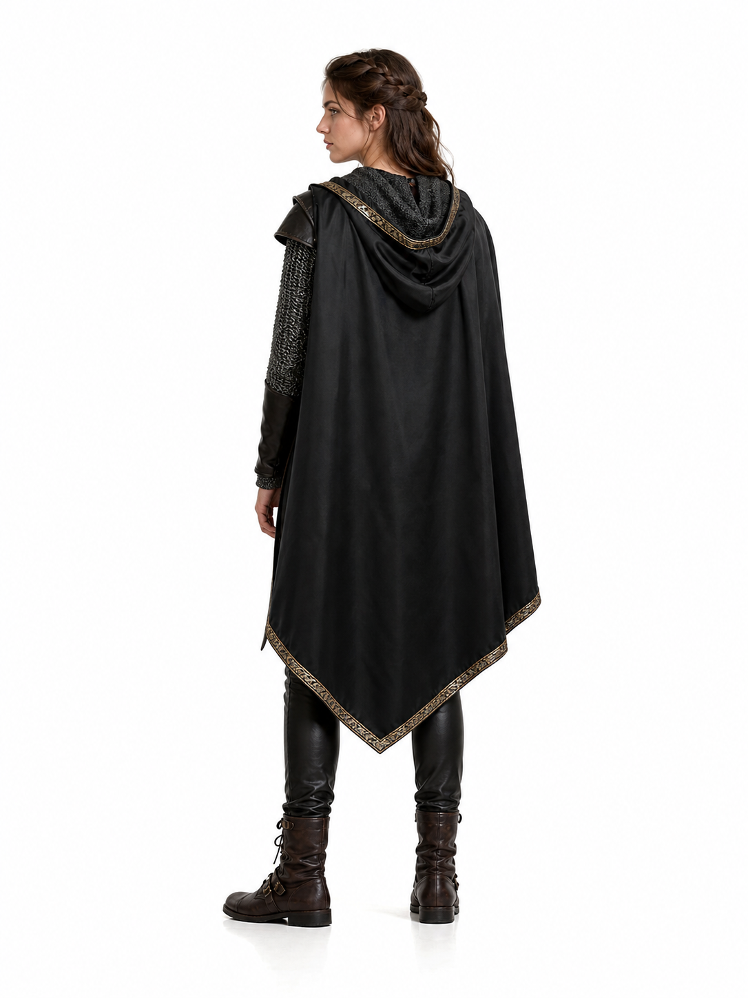 Black Medieval Hooded Carnival Cape