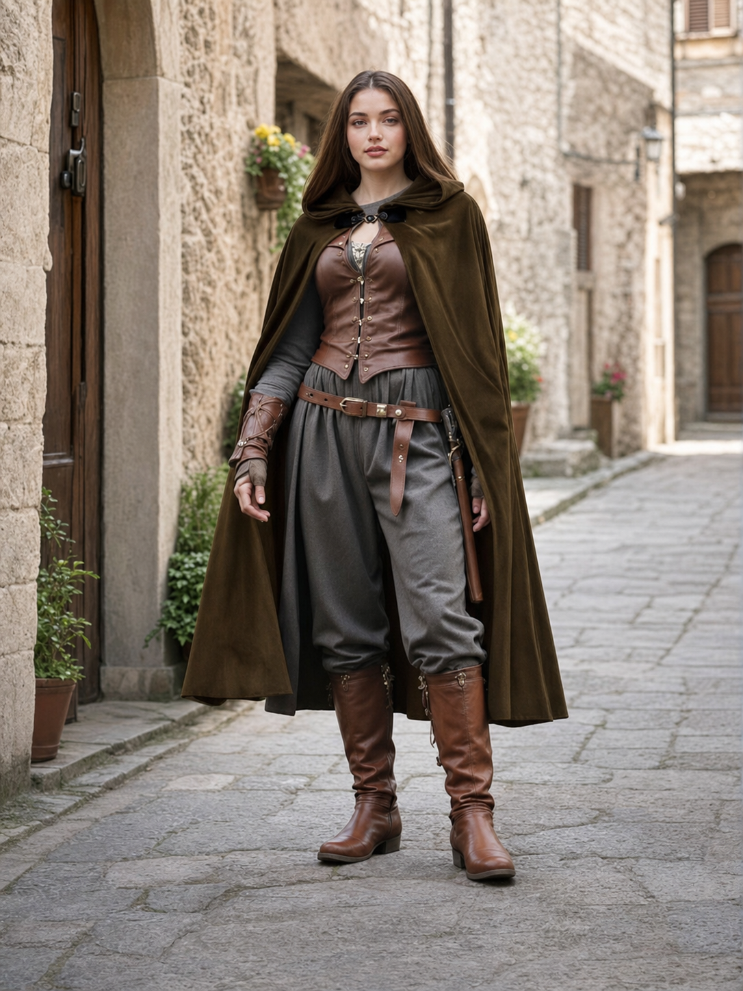 Brown Hooded Costume Cape