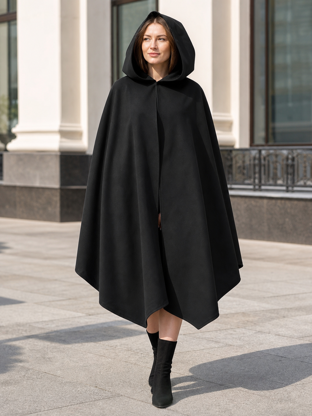 Black Triangular Hooded Cloak for Cosplay