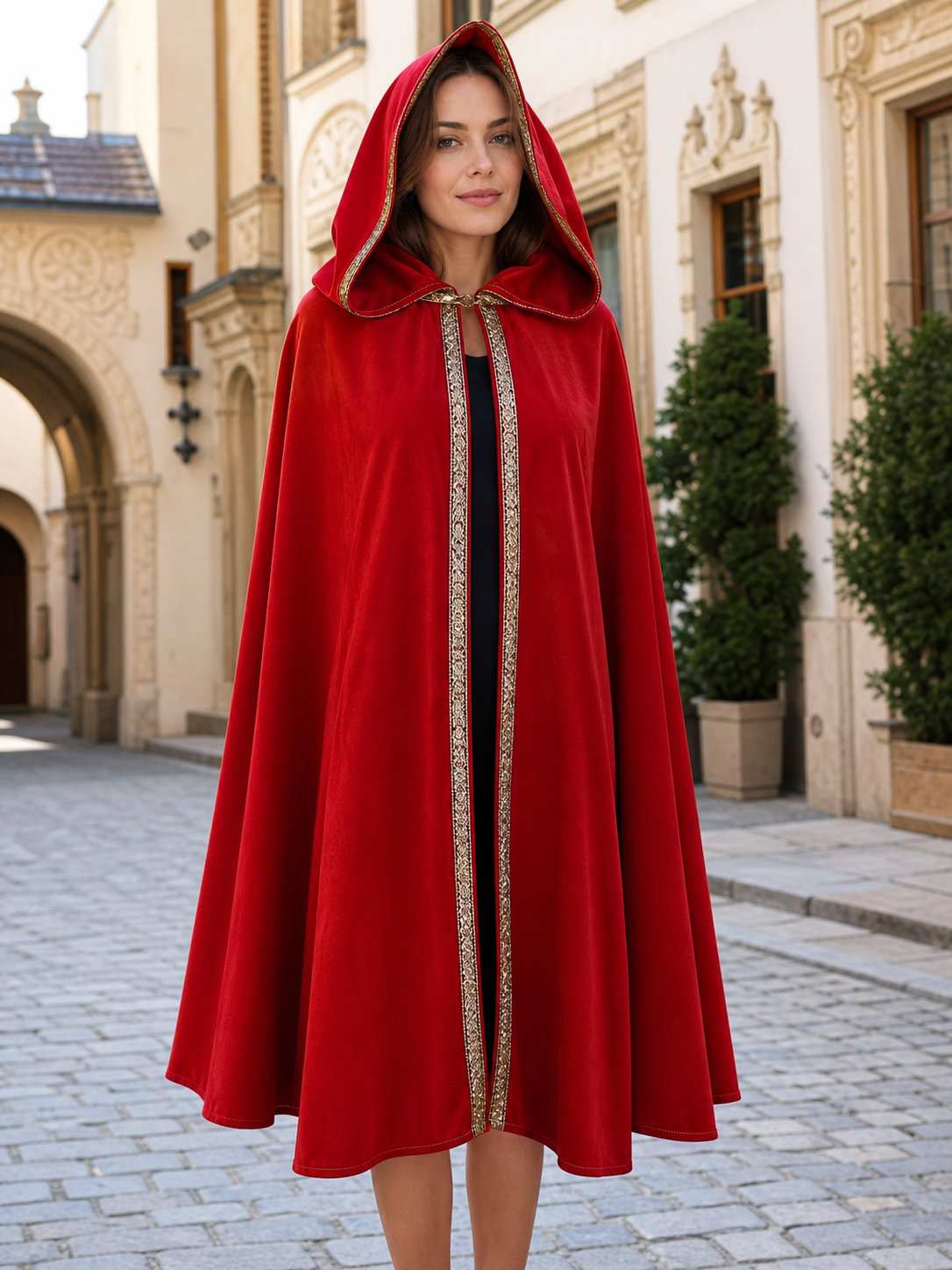 Red Hooded Carnival Cloak for Cosplay