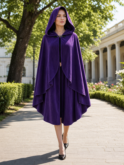 Purple Hooded Medieval Costume Cloak