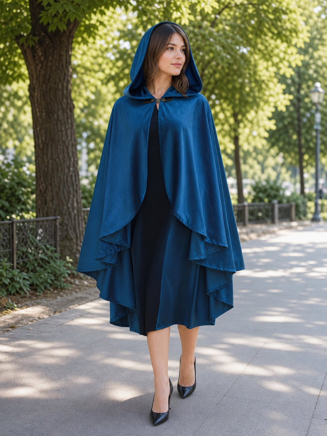 Blue Carnival Hooded Cape for Stage