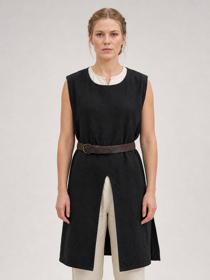Black Sleeveless Round-Neck Tunic Top