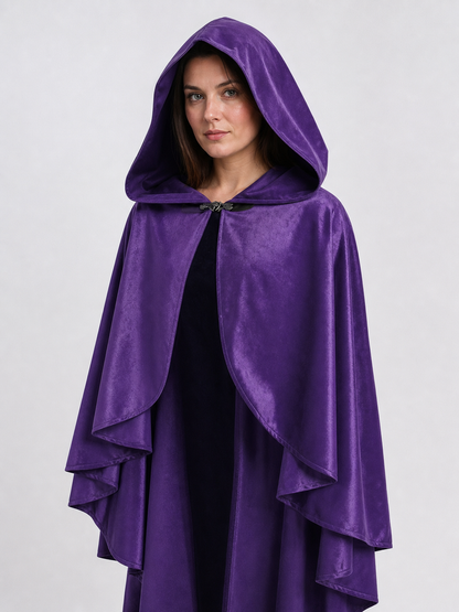Purple Hooded Medieval Costume Cloak