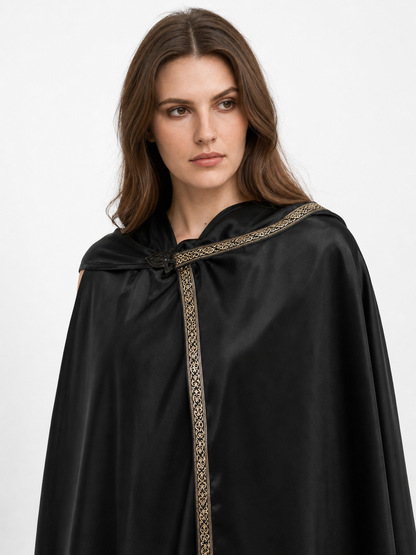 Black Medieval Hooded Carnival Cape