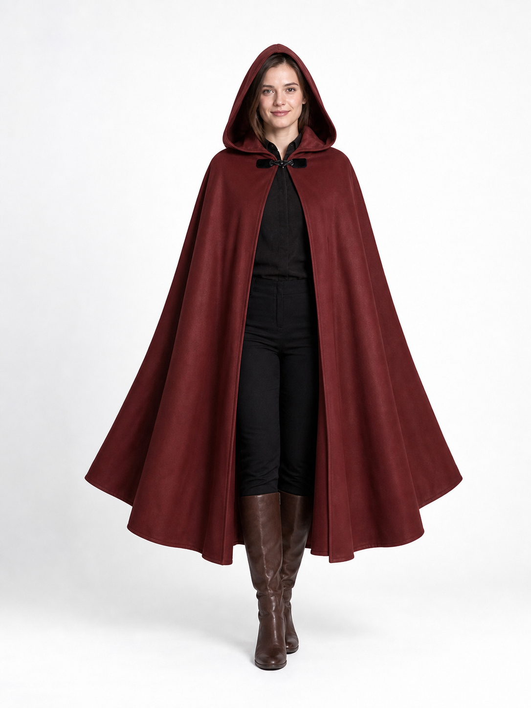 Burgundy Hooded Carnival Cloak for Cosplay