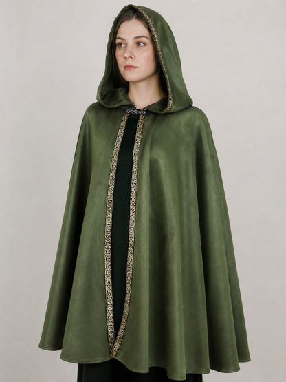 Green Carnival Cloak with Hood and Trim