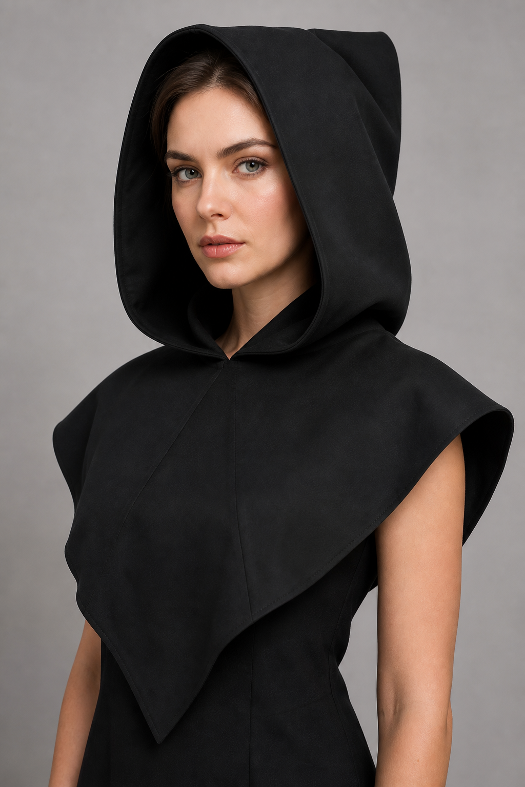 Black Triangular Hooded Cloak for Cosplay