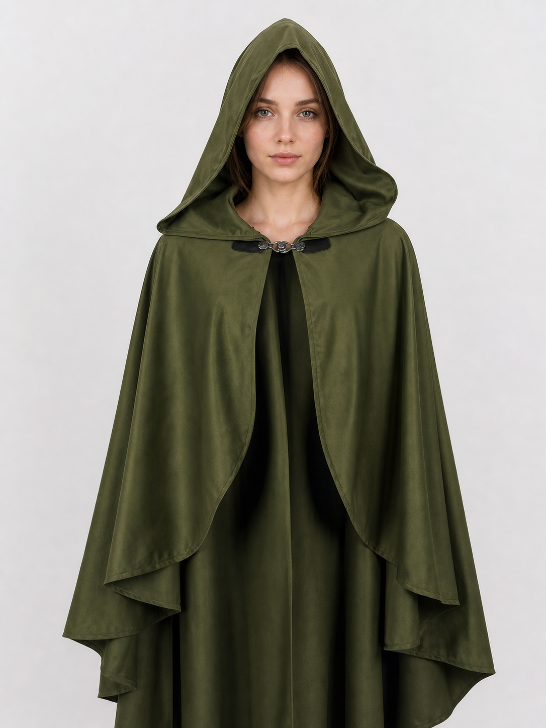 Green Costume Cloak with a Large Hood