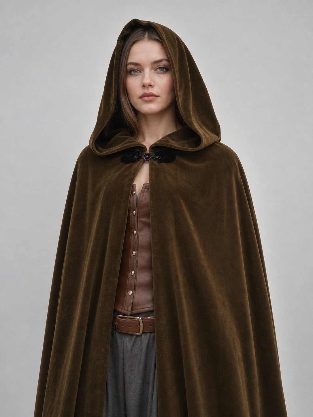 Brown Hooded Costume Cape