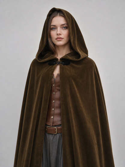 Brown Hooded Costume Cape