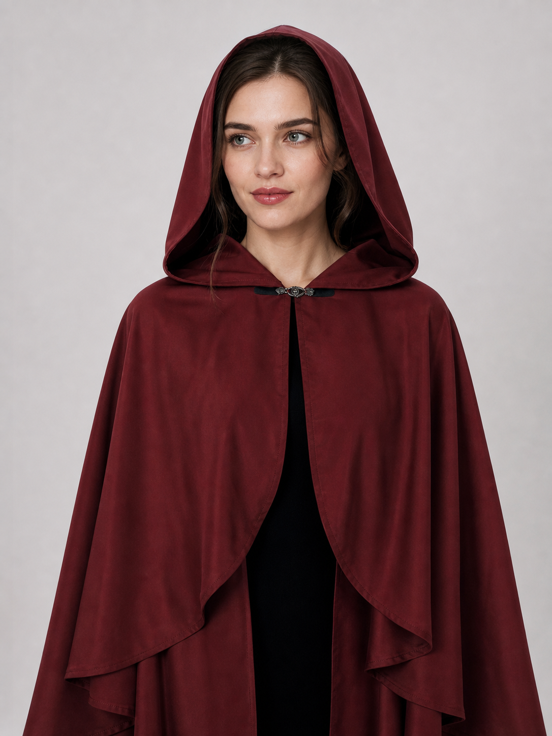 Burgundy Hooded Costume Cloak for Cosplay