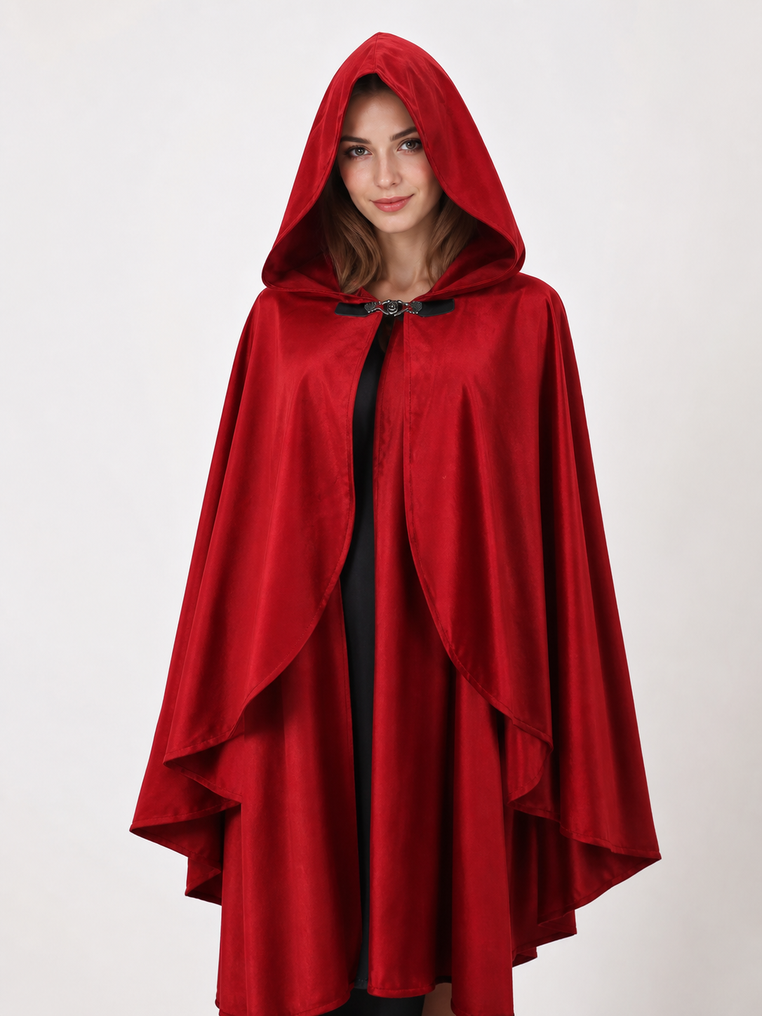 Red medieval carnival cloak with hood