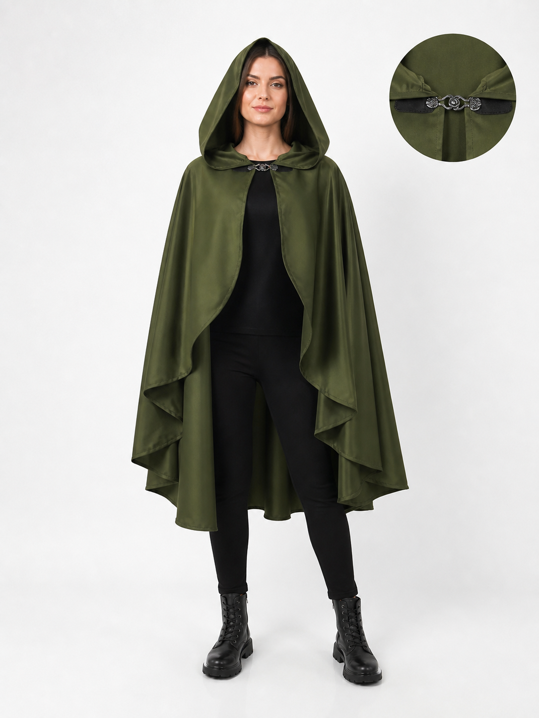 Green Costume Cloak with a Large Hood