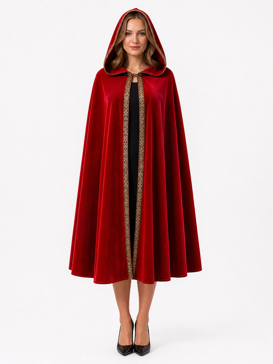 Red Hooded Carnival Cloak for Cosplay