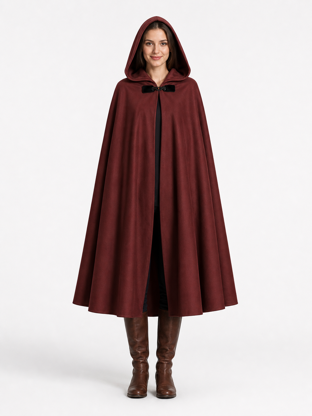 Burgundy Hooded Carnival Cloak for Cosplay