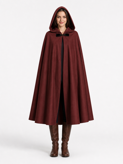 Burgundy Hooded Carnival Cloak for Cosplay