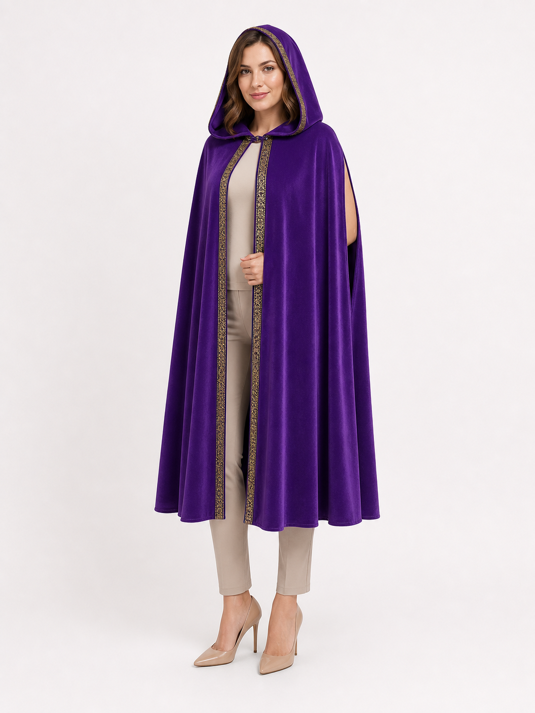 Purple Hooded Velvet Costume Cape product view 73