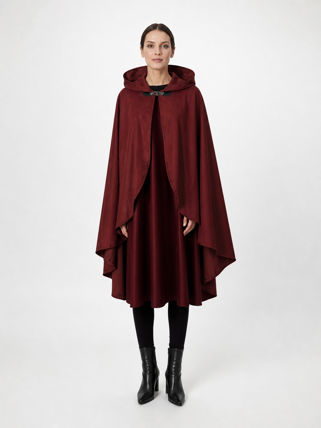Burgundy Hooded Costume Cloak for Cosplay