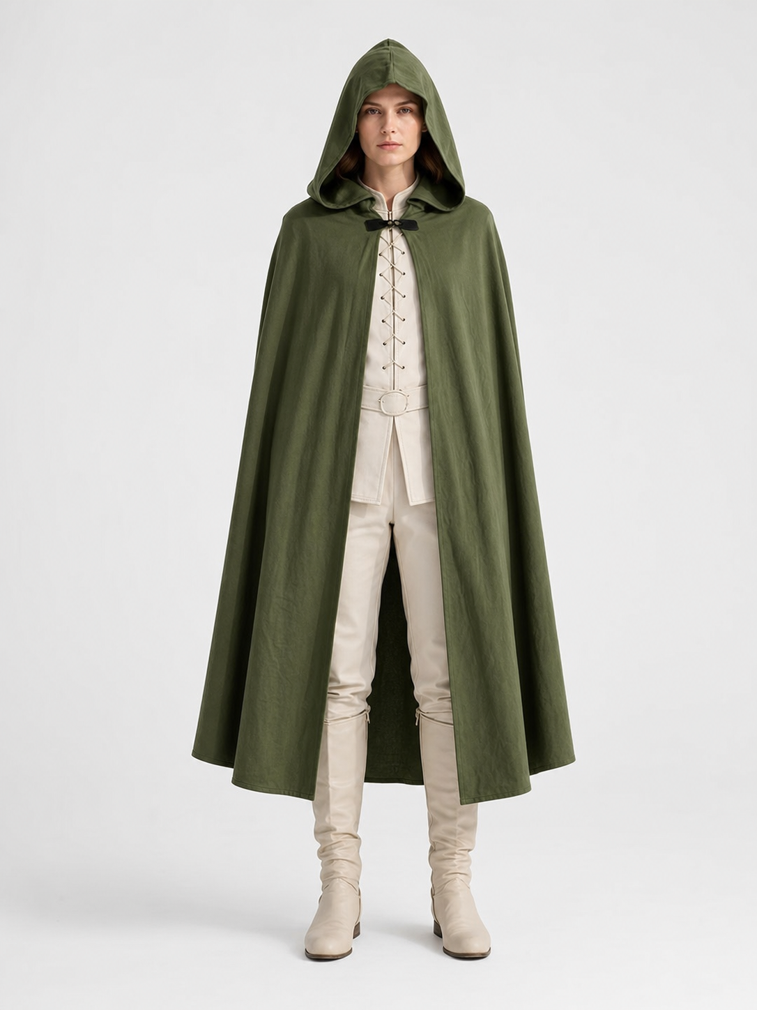Long Green Hooded Carnival Cloak
