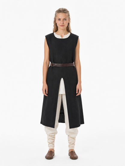 Black Sleeveless Round-Neck Tunic Top