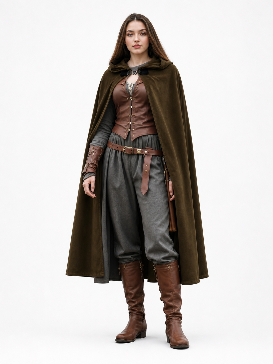 Brown Hooded Costume Cape