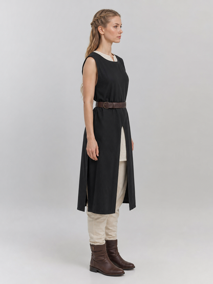 Black Sleeveless Round-Neck Tunic Top