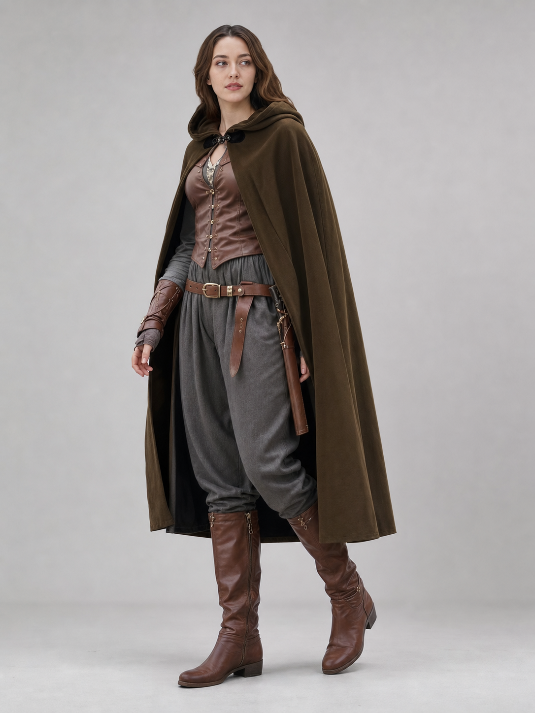 Brown Hooded Costume Cape
