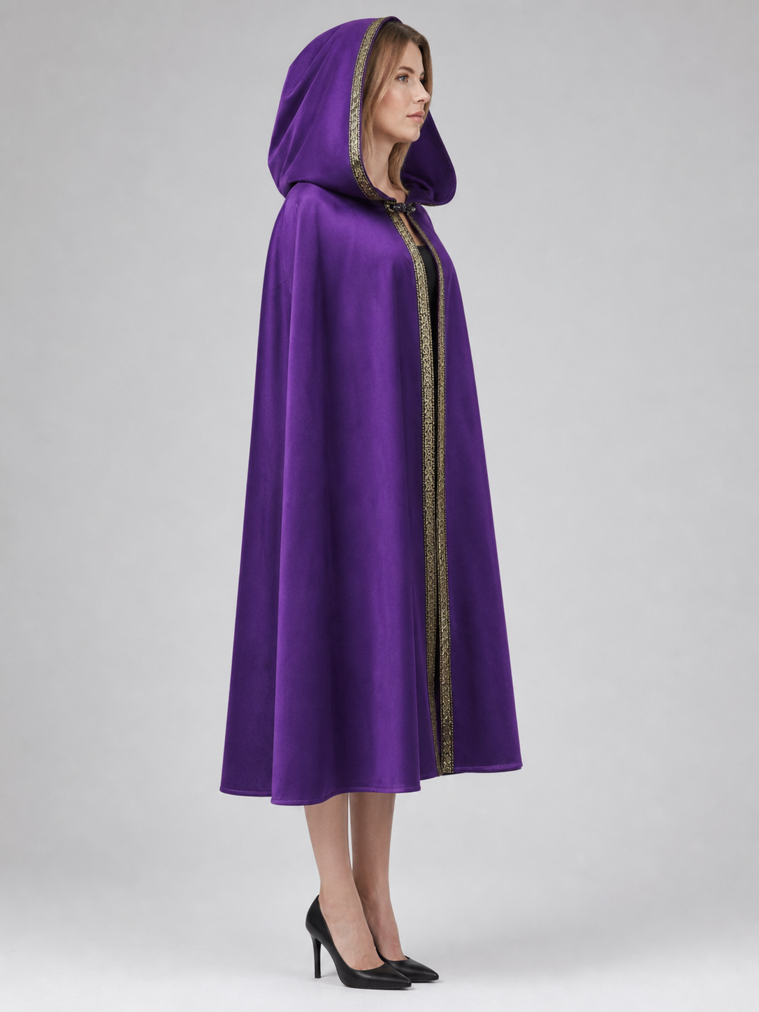 Purple Hooded Velvet Costume Cape product view 76