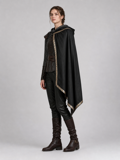 Black Medieval Hooded Carnival Cape