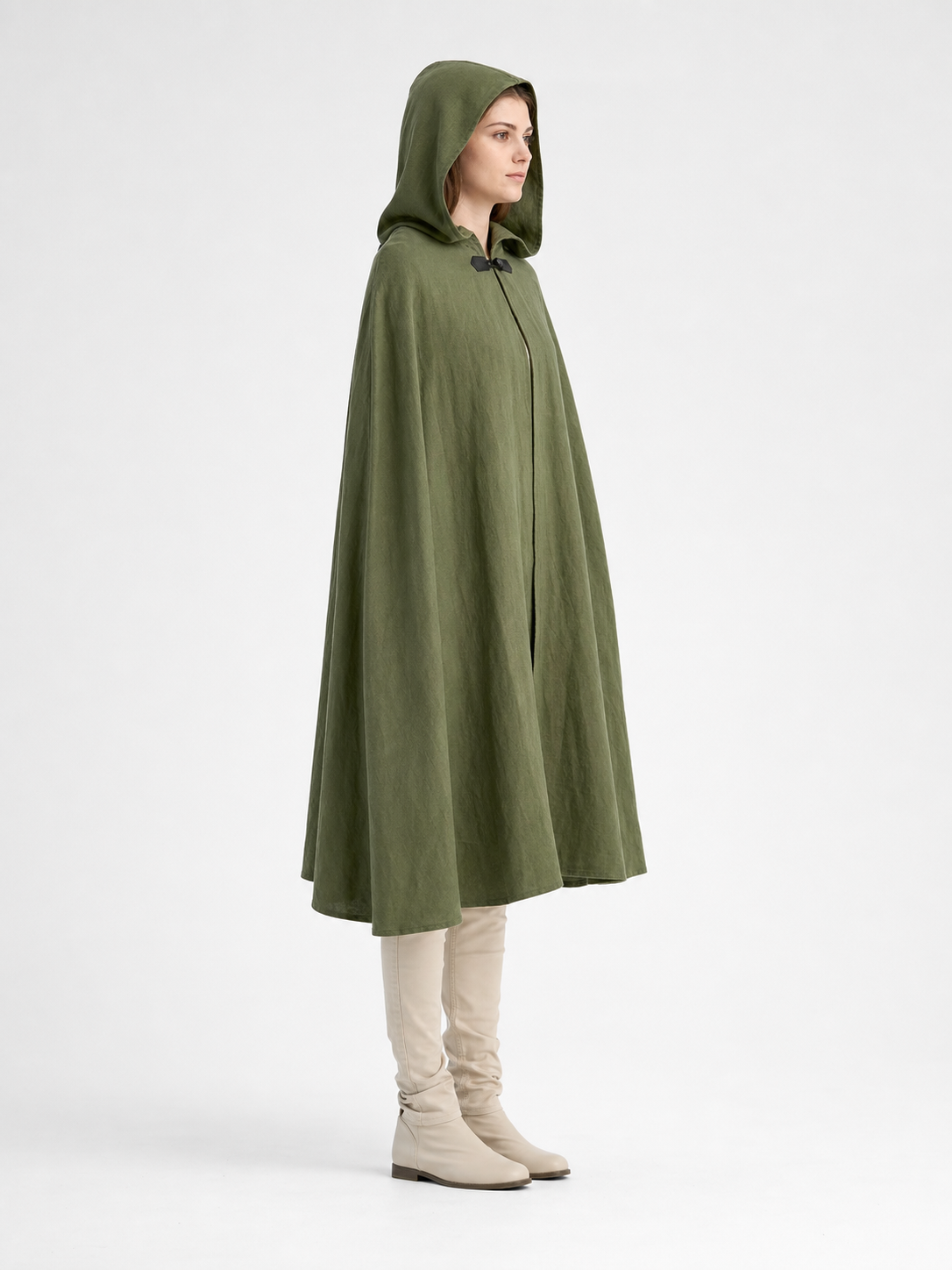 Long Green Hooded Carnival Cloak